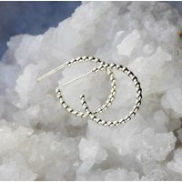 Silver Hoops, Sterling Silver Beaded Hoop Earrings, Simple Classic Everyday Gift For Wife Girlfriend | Etsy (US)