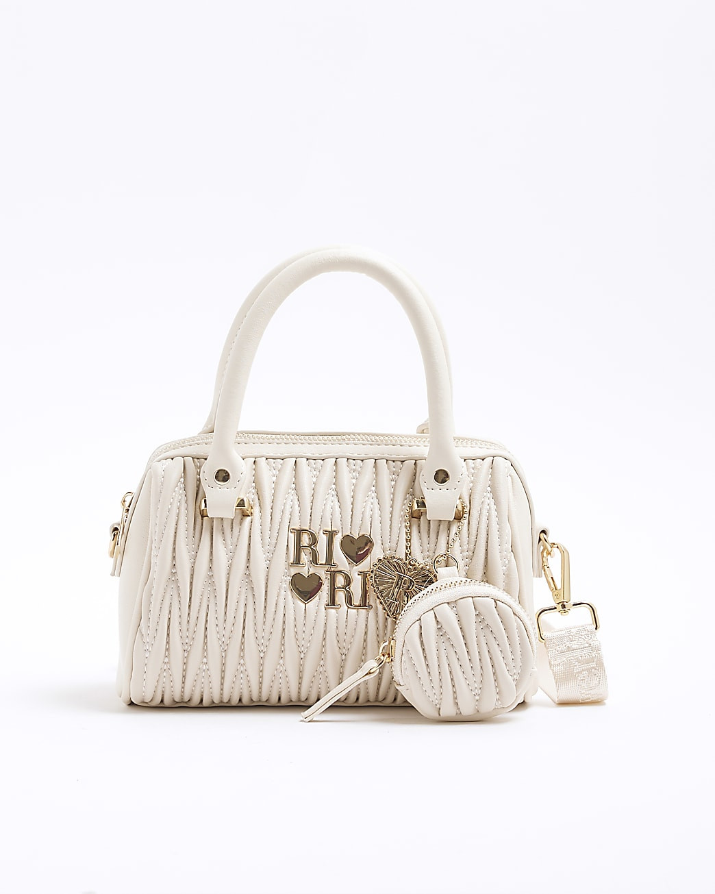 Girls Cream Ruched Cross Body Bag | River Island UK & IE