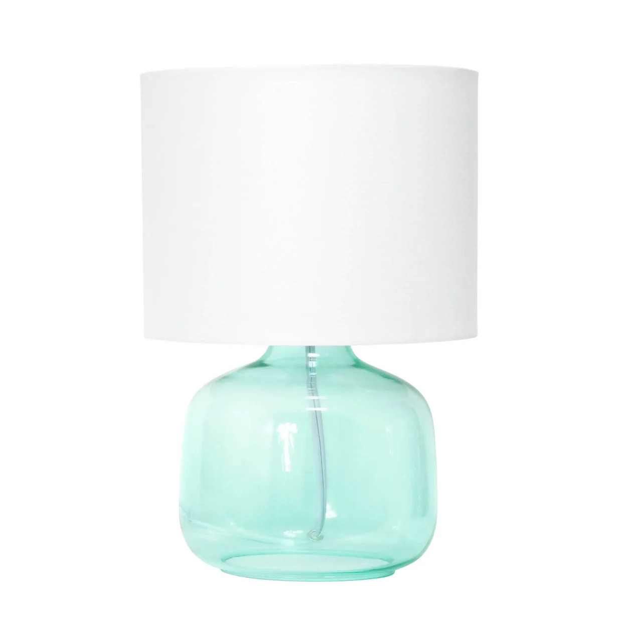 Simple Designs Modern Glass Table Lamp with Fabric Shade - Aqua with White Shade | Walmart (US)