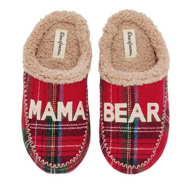 Dearfoams Women's Mama Bear Plaid Clog Slipper - Plaid Size L | Target