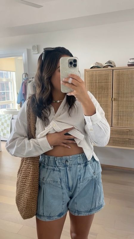 First 80 degree day in Philly so you know I’m wearing shorts!  I feel like it’s my duty to find the comfiest denim shorts & this pair from free people fits the bill. They feel like paperbag shorts bc they have a stretchy waistband but look nice! Under $100

Paired them with this cropped button down from Loft (linked a few on sale) + my Adidas gazelles.

Sizing - shorts + top (M), shoes go down 1 FULL size (wearing a 6.5, normally a 7.5)

#LTKsalealert #LTKVideo #LTKfindsunder100