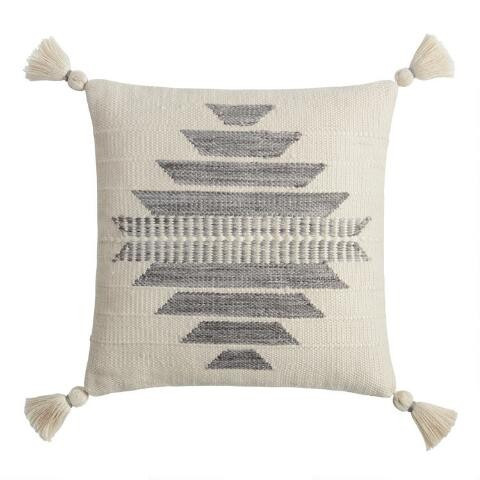Stacked Geo Woven Indoor Outdoor Throw Pillow | World Market
