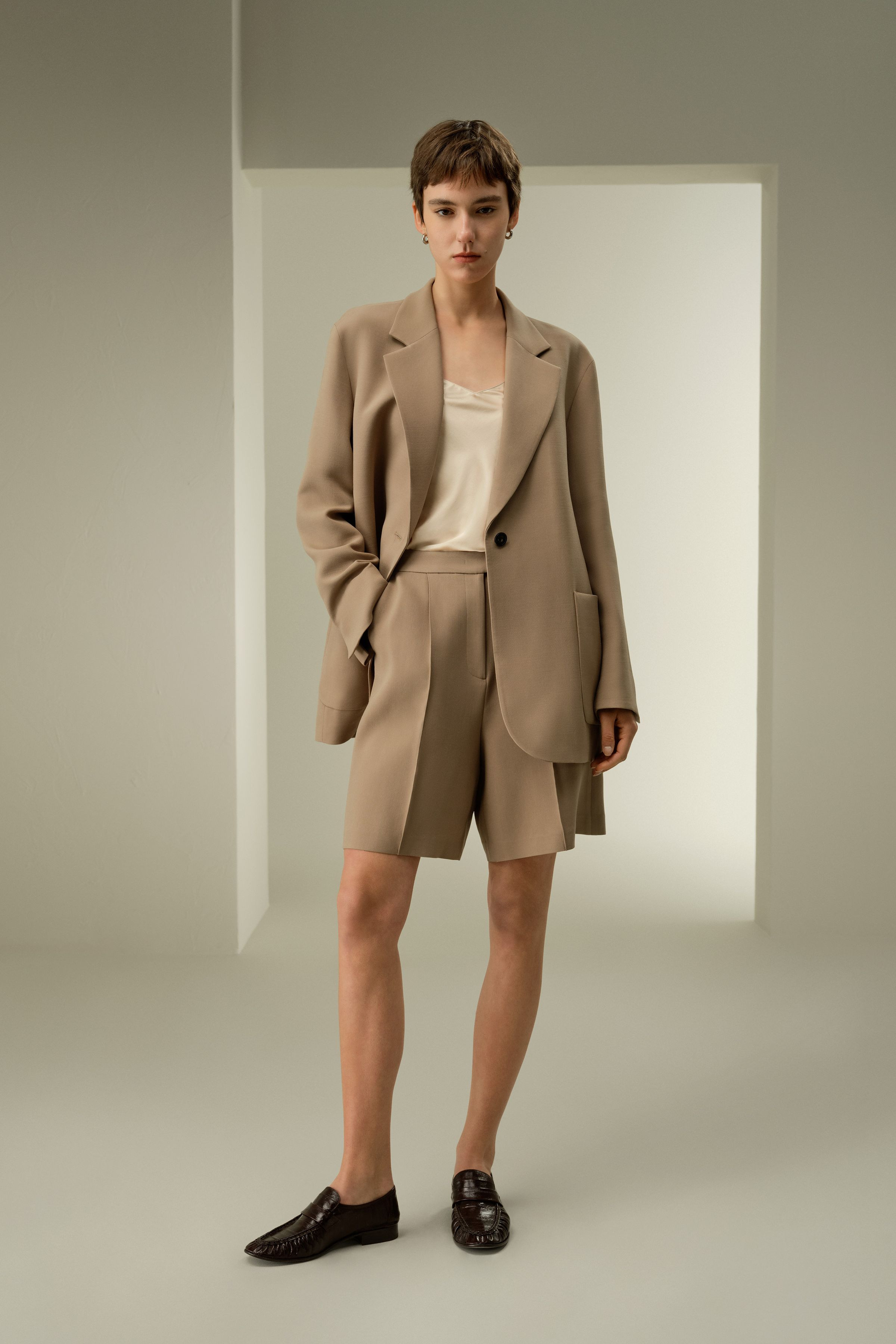 Ein-Knopf Seiden-Wolle-Mix Blazer | LilySilk