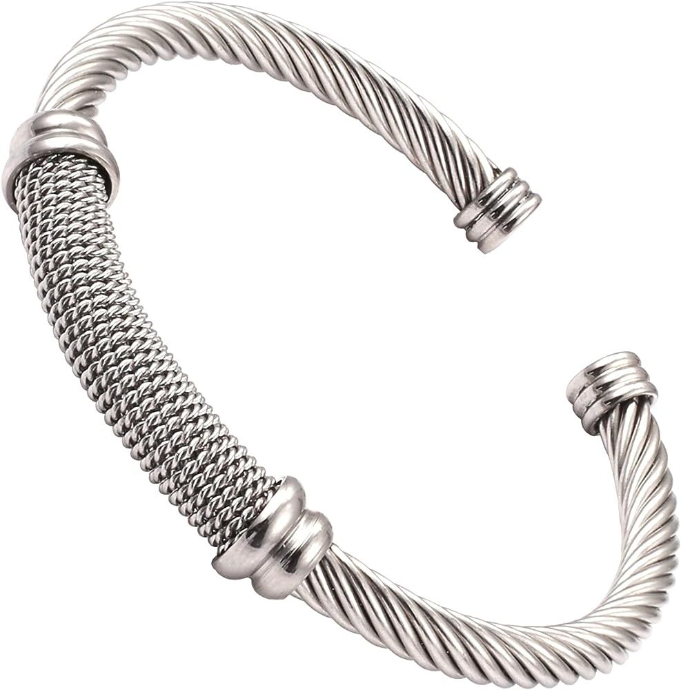 Dorriss Cable Bracelet for Women Cuff Twisted Wire Vintage ladies bangle bracelets Elastic Adjust... | Amazon (US)