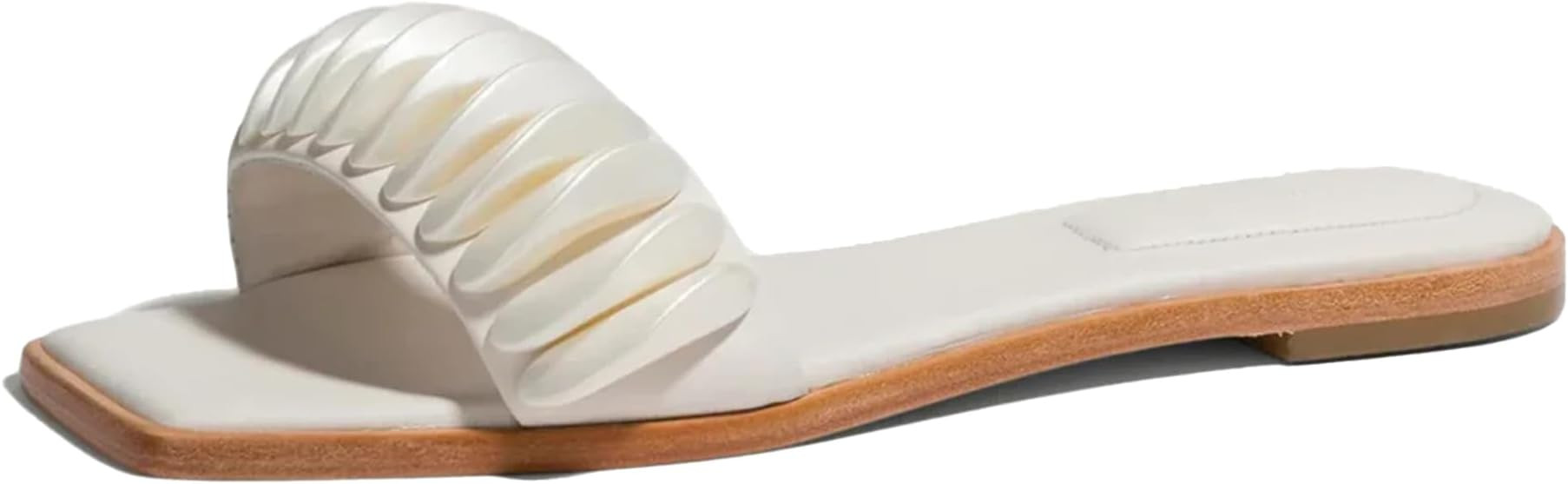 Black Flat Slide Sandals for Women Square Toe Slip On Slippers with Gold Metal Comfortable Summer... | Amazon (US)