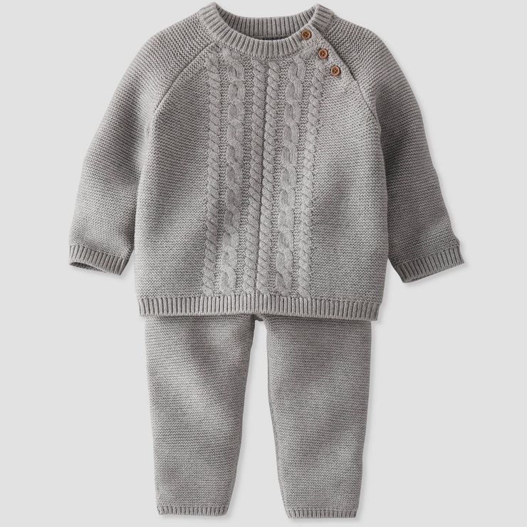 little Planet By Carter's Baby 2pc Organic Cotton Sweater and Bottom Set - Gray | Target