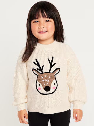 Mock-Neck Embroidered Graphic Sweater for Toddler Girls | Old Navy (US)
