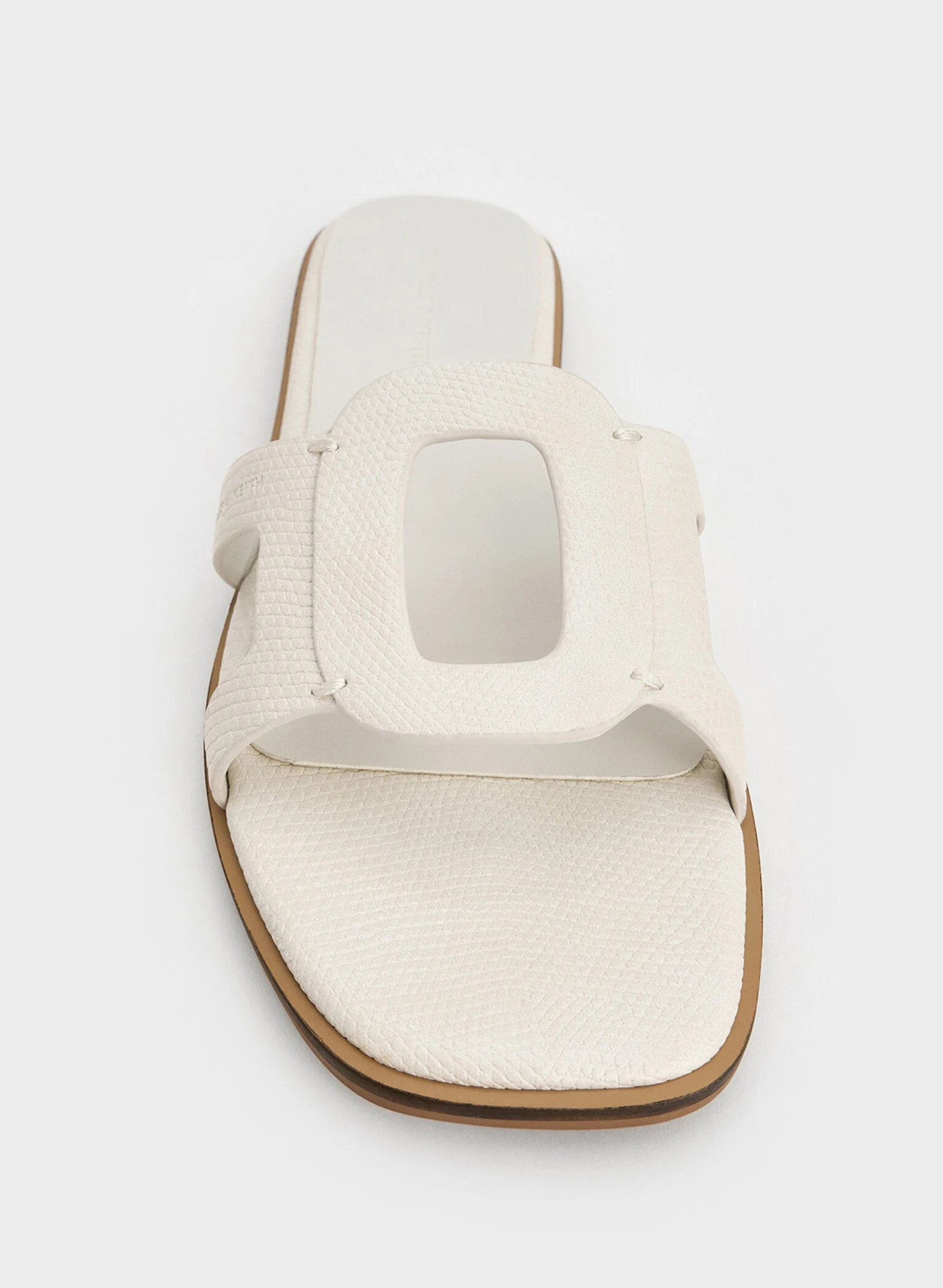 Animal Print White Easley Croc-Effect Cut-Out Slide Sandals | CHARLES & KEITH UK | Charles & Keith UK