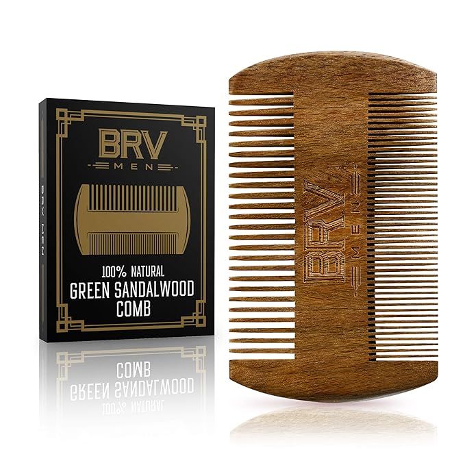 Beard Comb - Natural Solid Green Sandalwood - Works Perfectly with Your Beard Oil and Beard Balm ... | Amazon (US)