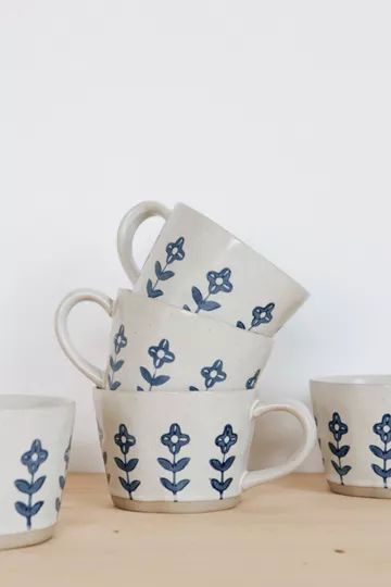 Connected Goods Blue Blooms Ceramic Mug | Urban Outfitters (US and RoW)