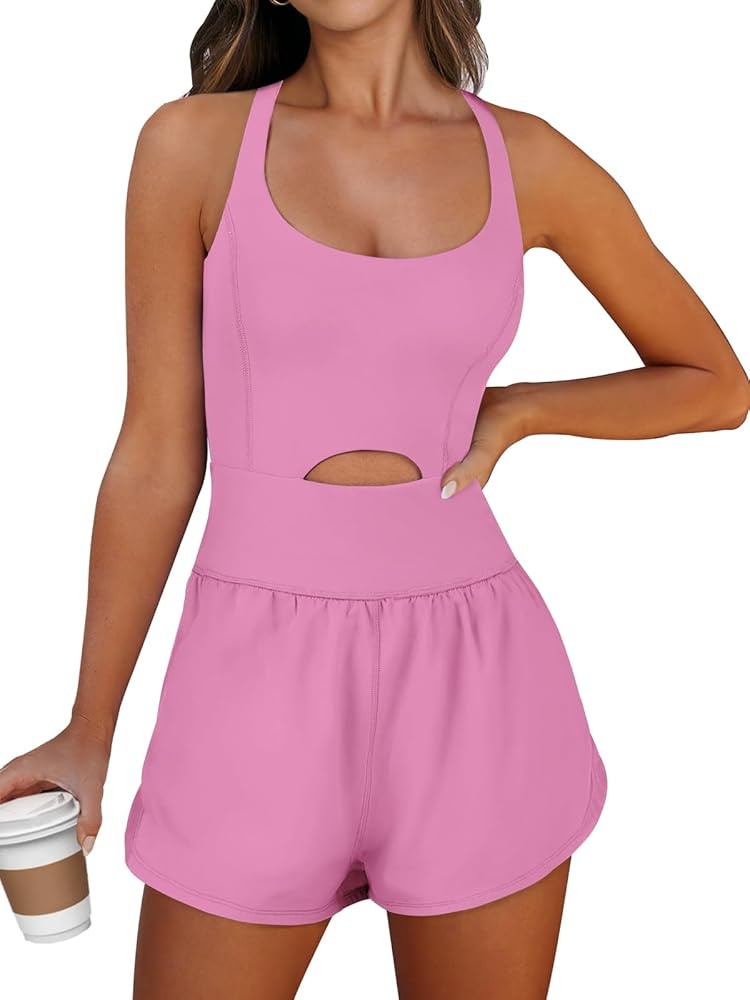 Caracilia Women's Workout Athletic Romper Summer Sets Short Jumpsuits Onesie Running Outfits Exer... | Amazon (US)