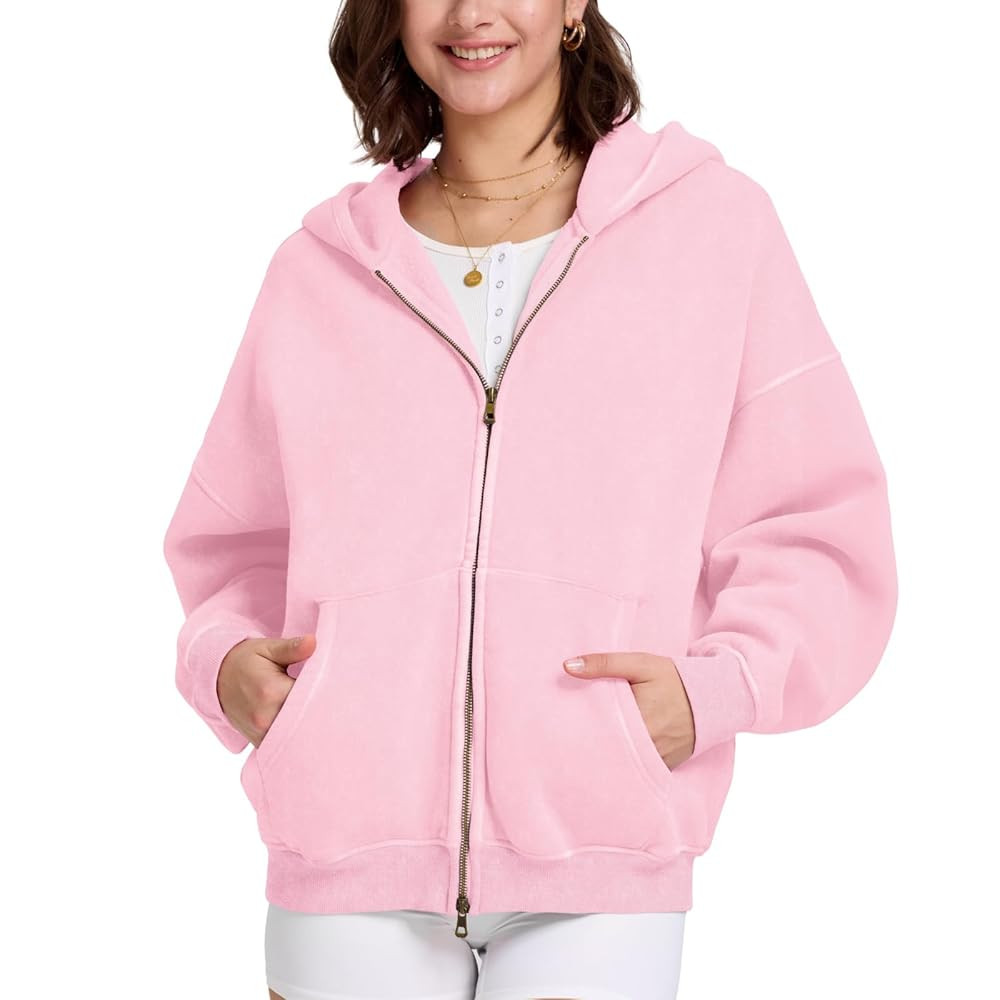 FAIABLE Mens Womens Double Zip Up Hoodie Oversized Acid Wash Heavyweight Fleece Cotton Zipper Hoo... | Amazon (US)