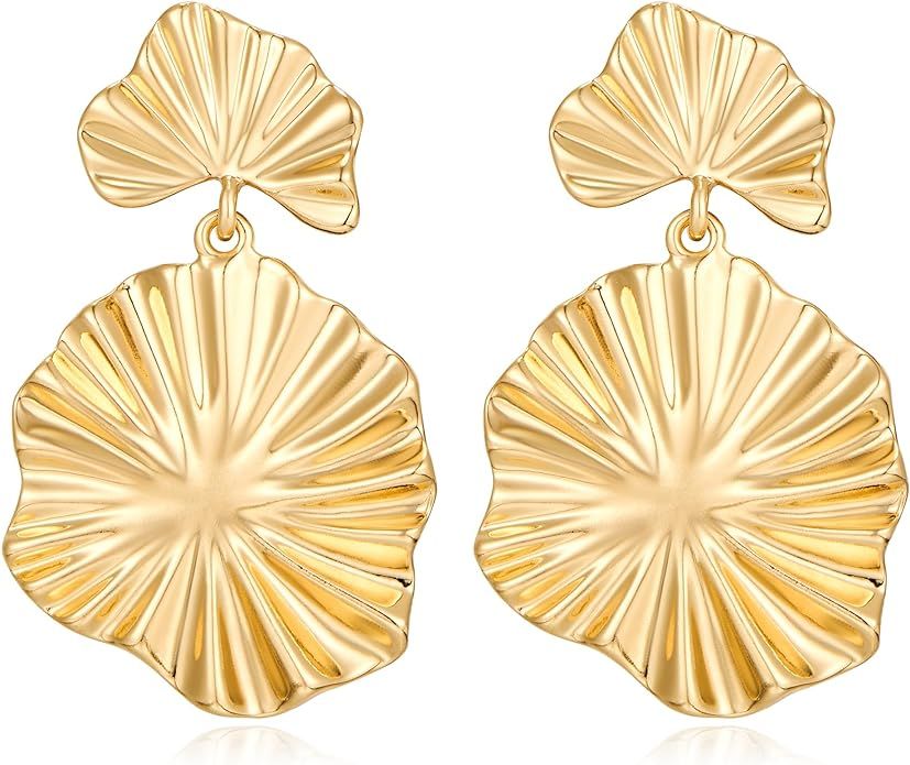 Gold Earrings Dangle Earring for Women Leaf Fashion Statement Jewelry Gift | Amazon (US)