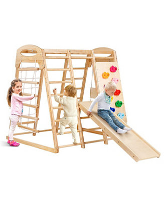 Slickblue Toddler Indoor Jungle Gym 7-in-1 Climber with Rope Ladder Swing Slide and Wall - Macy's | Macy's