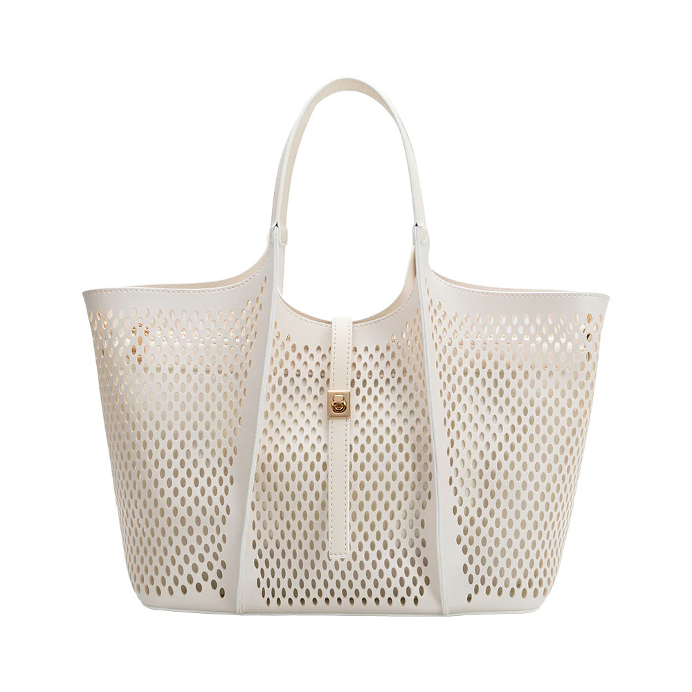 Ivory Malia Laser Cut Vegan Leather Tote Bag | Melie Bianco | Melie Bianco