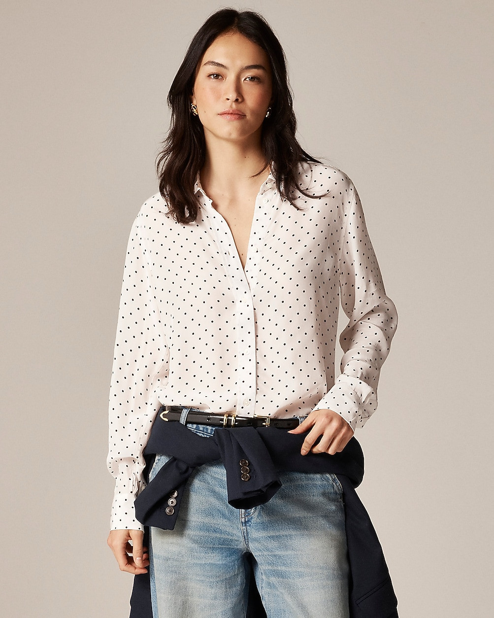 Jules club-collar shirt in dot print | J. Crew US