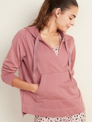 Loose Cross-Front French-Terry Hoodie for Women | Old Navy (US)