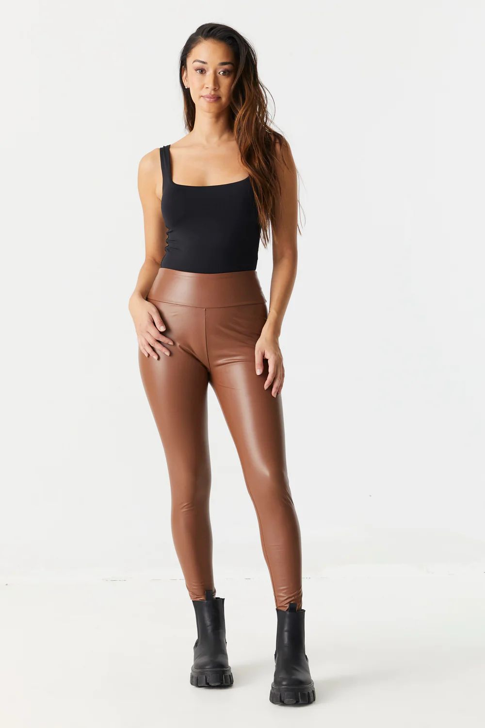 Faux-Leather High-Rise Shaper Legging | Charlotte Russe
