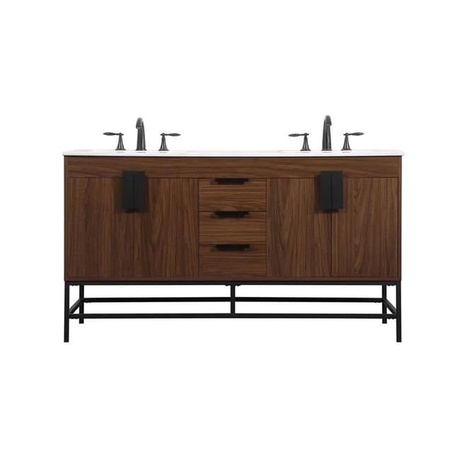 60 in. Double Bathroom Vanity, Walnut | Walmart (US)