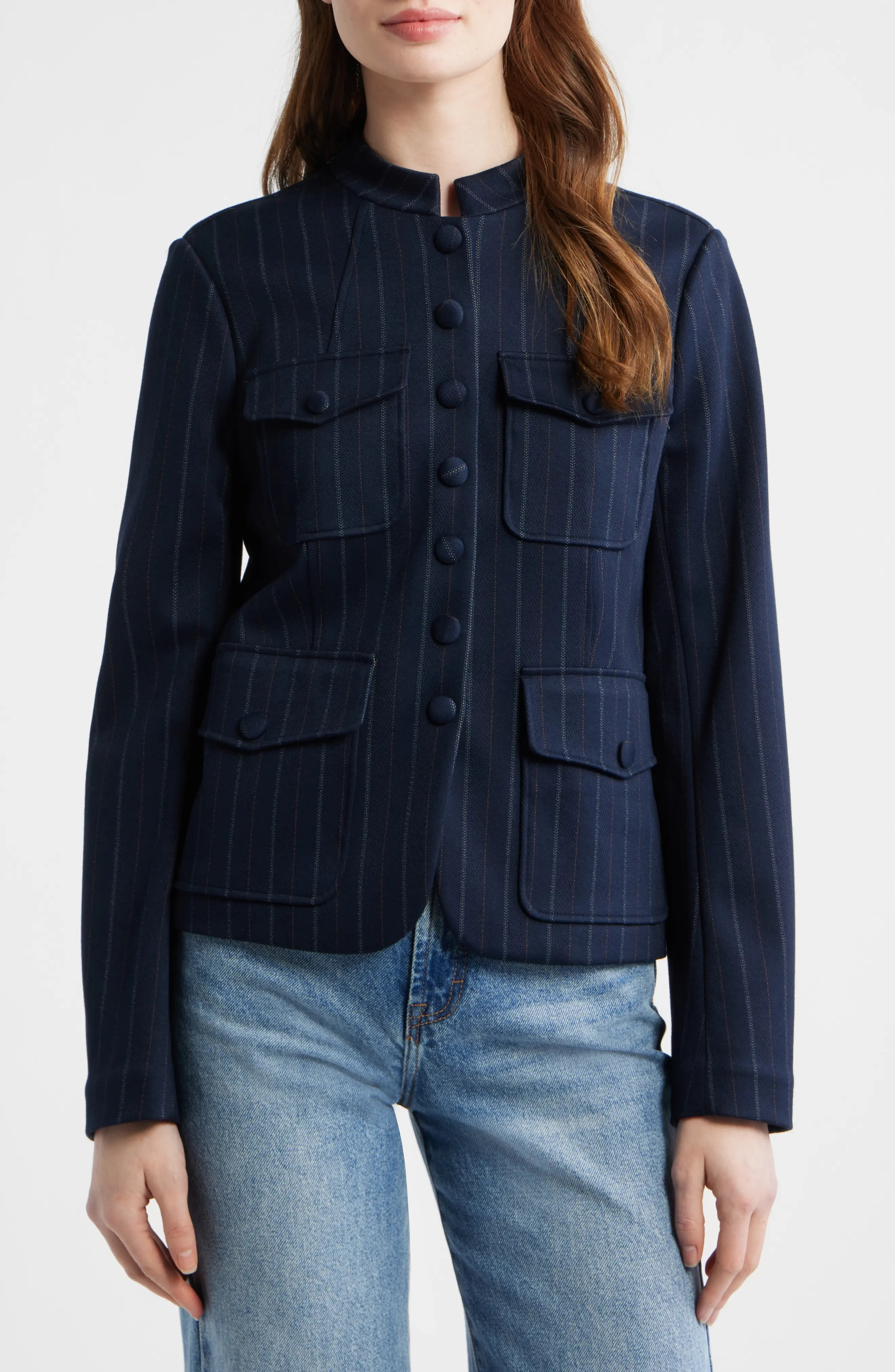 rag & bone Marlowe Ponte Knit Blazer in Navy Multi at Nordstrom, Size 4 | Nordstrom