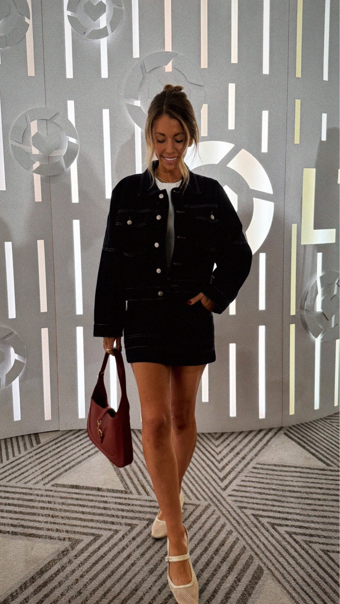 Princess Polly jacket and denim mini skirt!! Abercrombie bodysuit size small. 
Skirt size 2 (tight!!)
Jacket size 4
Mesh flats 
Amazon bag 



#LTKStyleTip #LTKSeasonal #LTKFindsUnder100