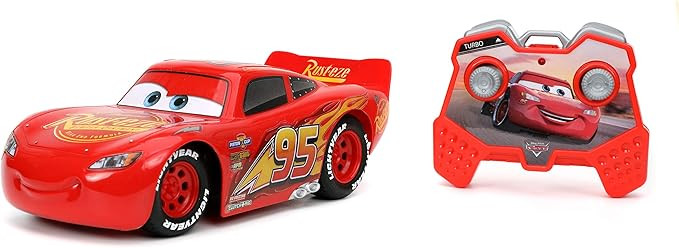 Jada Toys Pixar Cars 1:24 Lightning McQueen RC Remote Control Car 2.4 GHz Red Toys for Kids | Amazon (US)