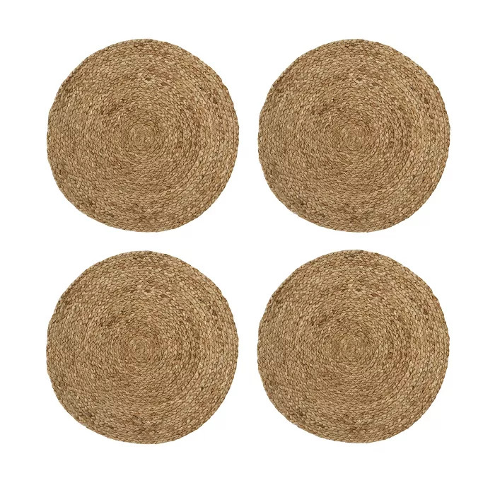 Everyday Casual Braided Jute Round Placemat Set of 4 - 15" x 15" - Jute - Elrene Home Fashions | Target