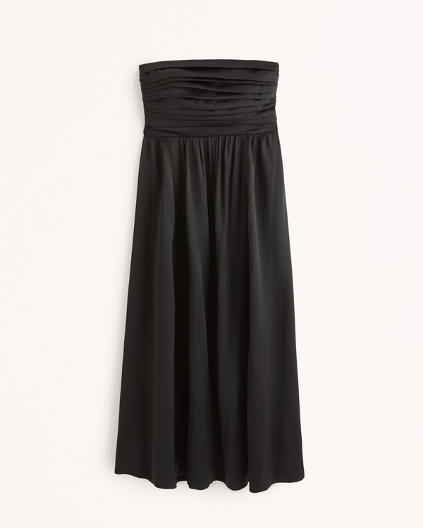Emerson Ruched Strapless Midi Dress | Abercrombie & Fitch (US)