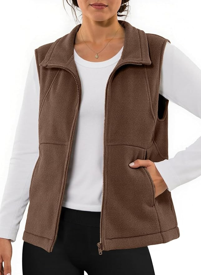 Dokotoo Women's Full Zip Polar Fleece Vest Warm Winter Sleeveless Cardigan Lapel Collar Sherpa Co... | Amazon (US)