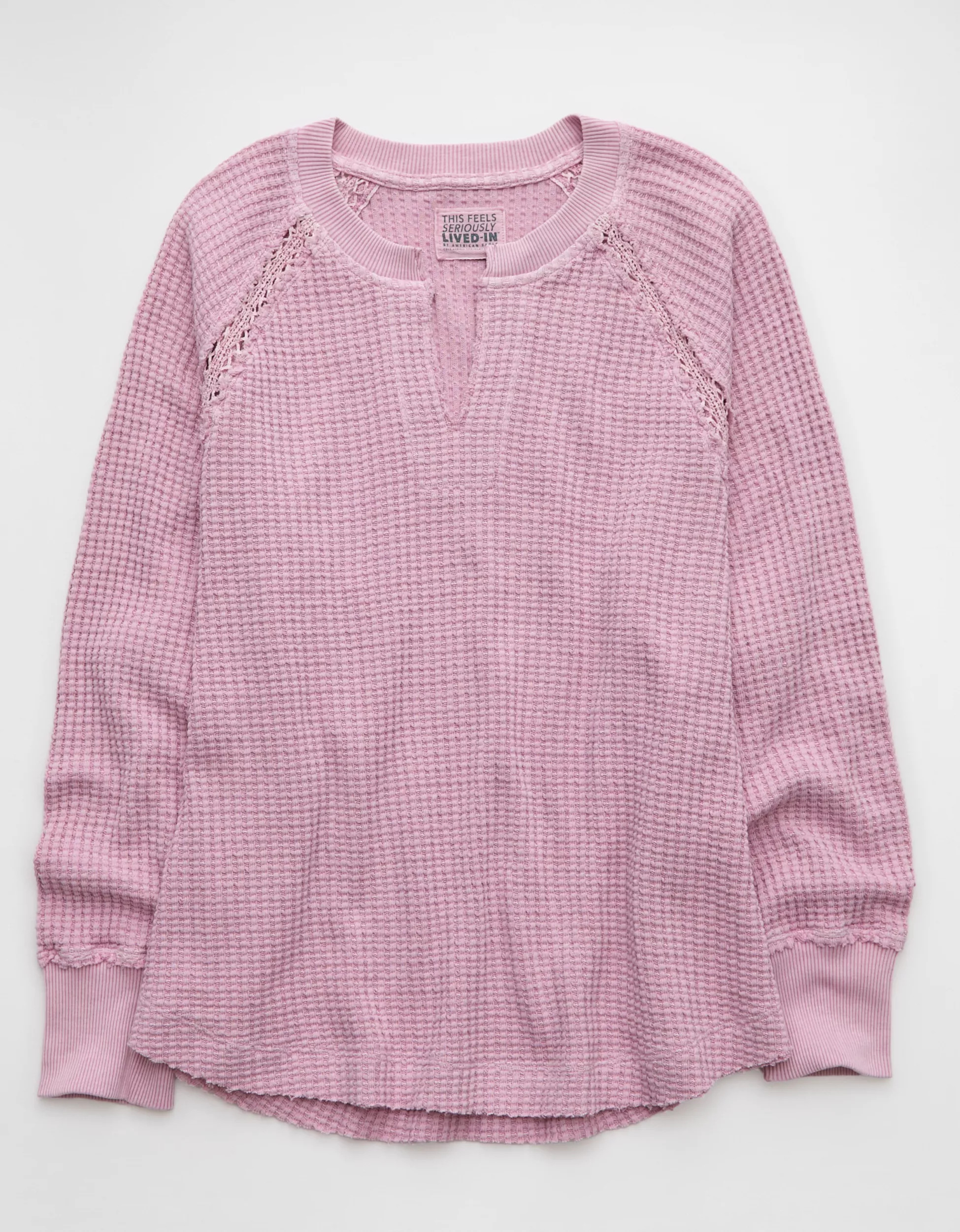 AE Big Hug Notch Neck Waffle Sweatshirt | American Eagle Outfitters (US & CA)