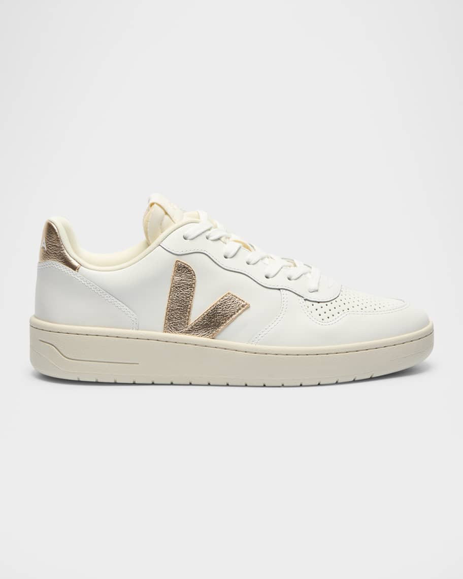 VEJA V-10 Bicolor Leather Low-Top Sneakers | Neiman Marcus