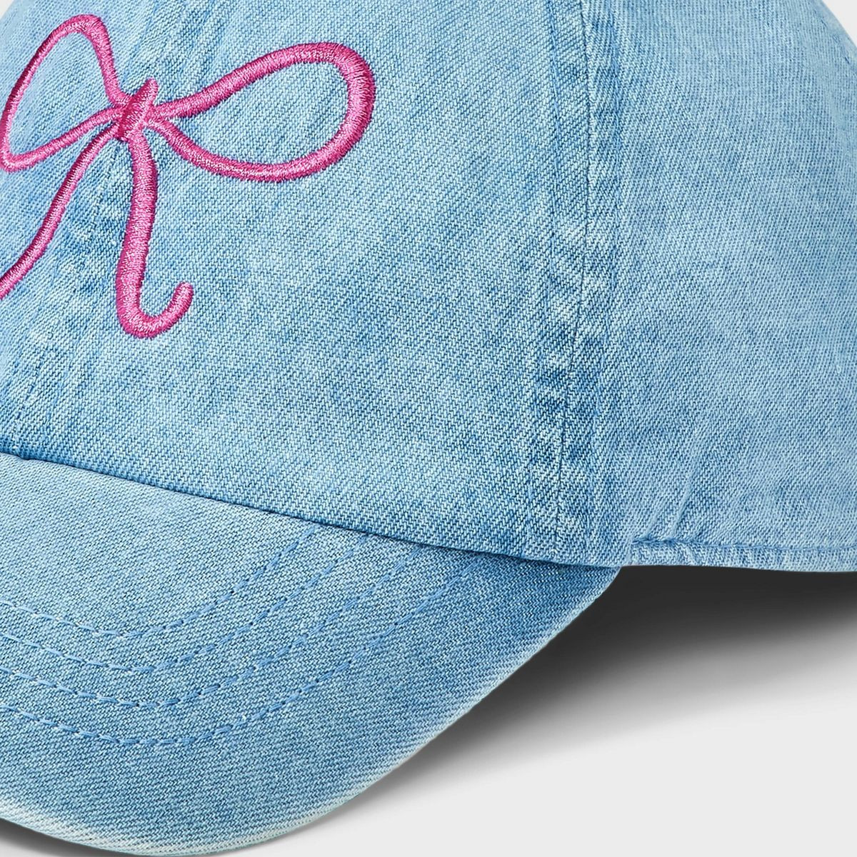 Girls' Denim with Embroidered Bow Baseball Hat - Cat & Jack™️ Denim Blue | Target