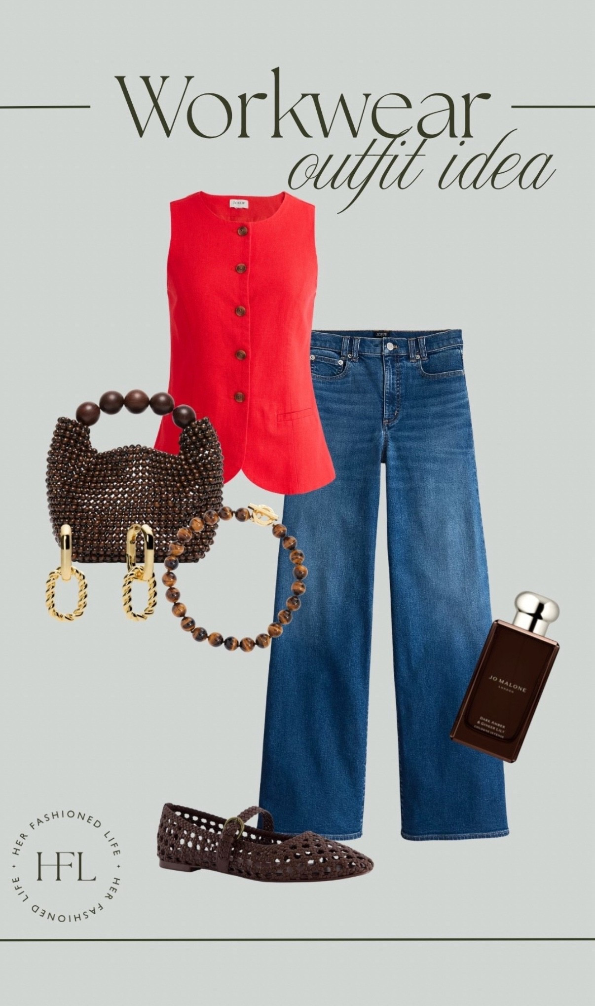 Affordable workwear outfit!

#Brown #Red #JcrewFactory #Cushionaire #Jeans 

#LTKootd #LTKOver40
