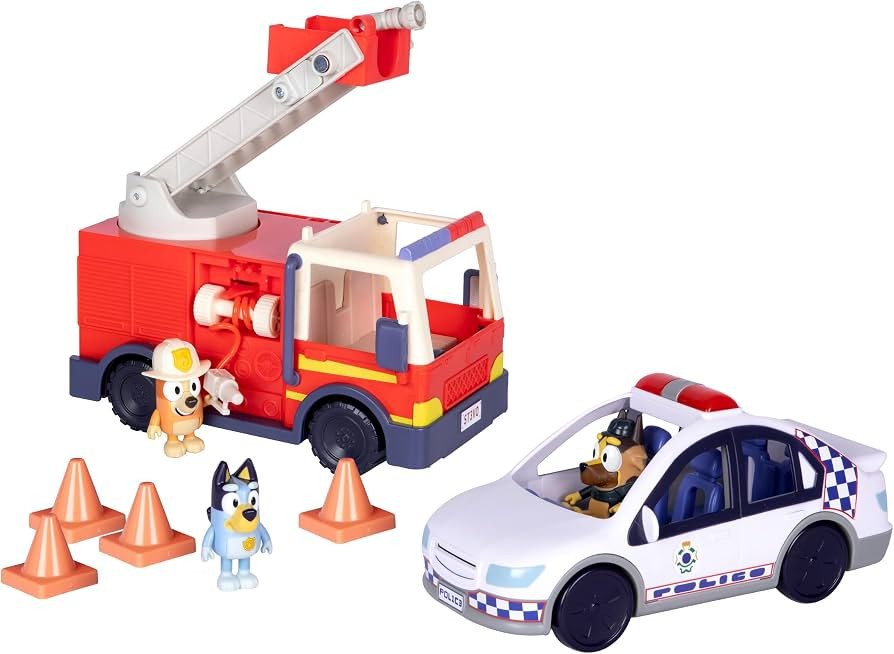 Bluey Rescue Set, Police Car & Firetruck with 3 Figures | Amazon (US)