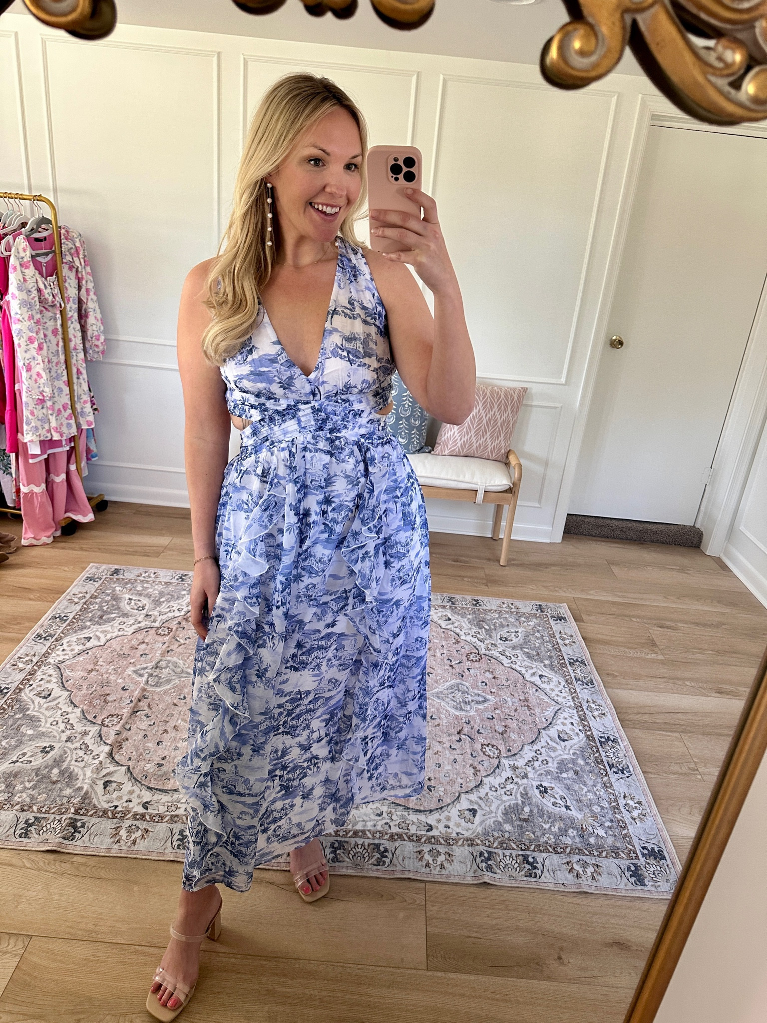 Abercrombie dress sale! Love the cut out detail and deep V. I’m wearing a med. wedding guest dress - spring occasion 

#LTKparties #LTKwedding #LTKsalealert