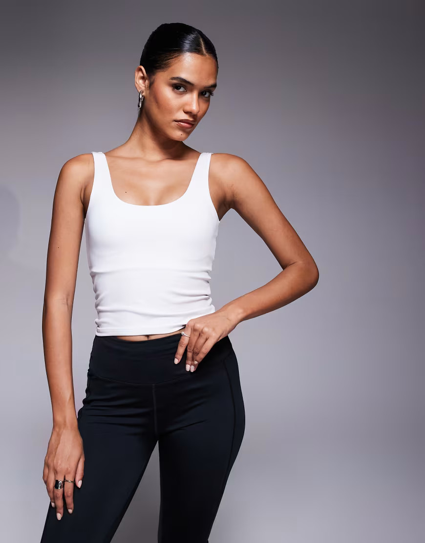 4505 square neck vest with inner bra in white | ASOS (Global)