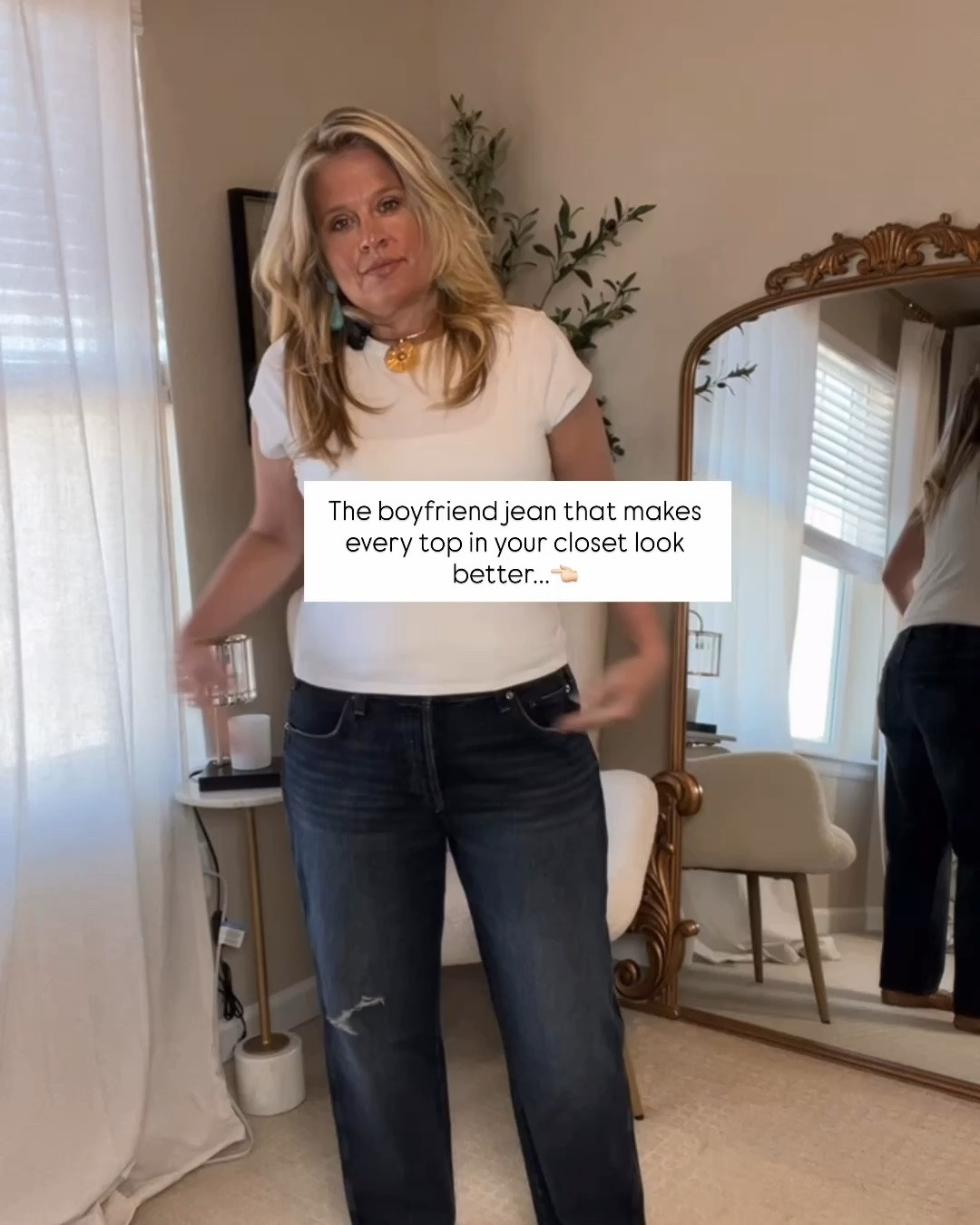 ✨Tap the bell, save and ❤️ for over 40 fashion, midlife style, midsize fashion and luxury looks for less. 

Top most worn jeans, wearing 14 size up for a very relaxed baggy fit or stay tts.

👑"Helping you look good, feel good!" - Lindsey Denver