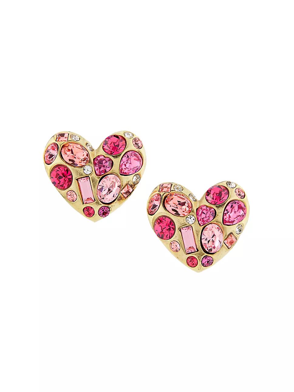 Gemstone Heart Goldtone & Crystal Clip-On Earrings | Saks Fifth Avenue