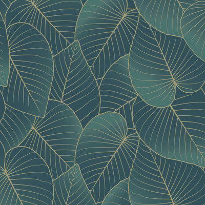 Veer Decor Graphic Leaves Dark Green with Foil Accents Wallpaper Sample | Target