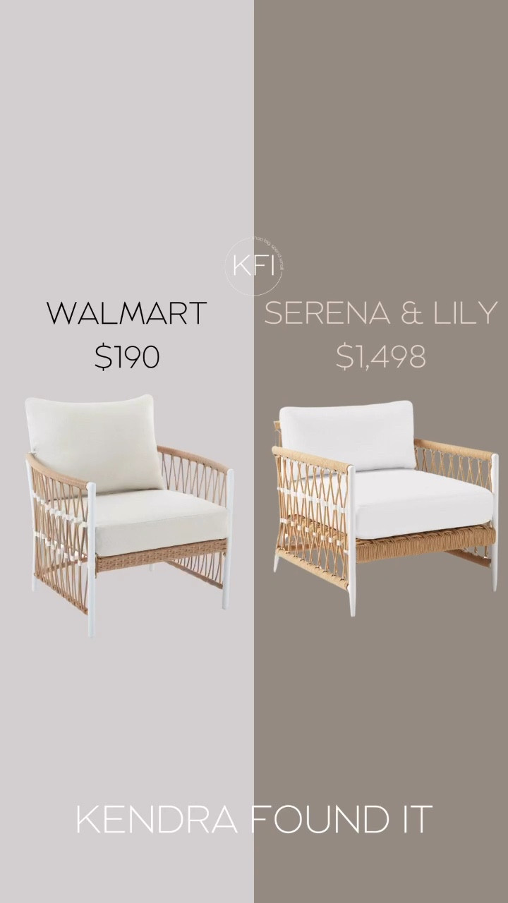 Serena and Lily dupe alert! 🚨 Deals like these are the reason I do this. I love the look of these Serena & Lily patio chairs but just could not justify almost $1,500 per chair (in this economy?!) so when I found these other ones from Walmart at almost 1/10th of the price, I gasped out loud. 

These stunning wicker patio chairs are giving us all the poolside summer feels. I am ready to take my romance novel outside and spend the day in the shade. The Walmart chairs come in a set of 2 (price listed is per chair) so you can make a whole seating arrangement out of them! Thank goodness for Walmart finds  👍🏻 #walmart #dupe #lookforless 

#LTKHome #LTKxWalmart #LTKSeasonal
