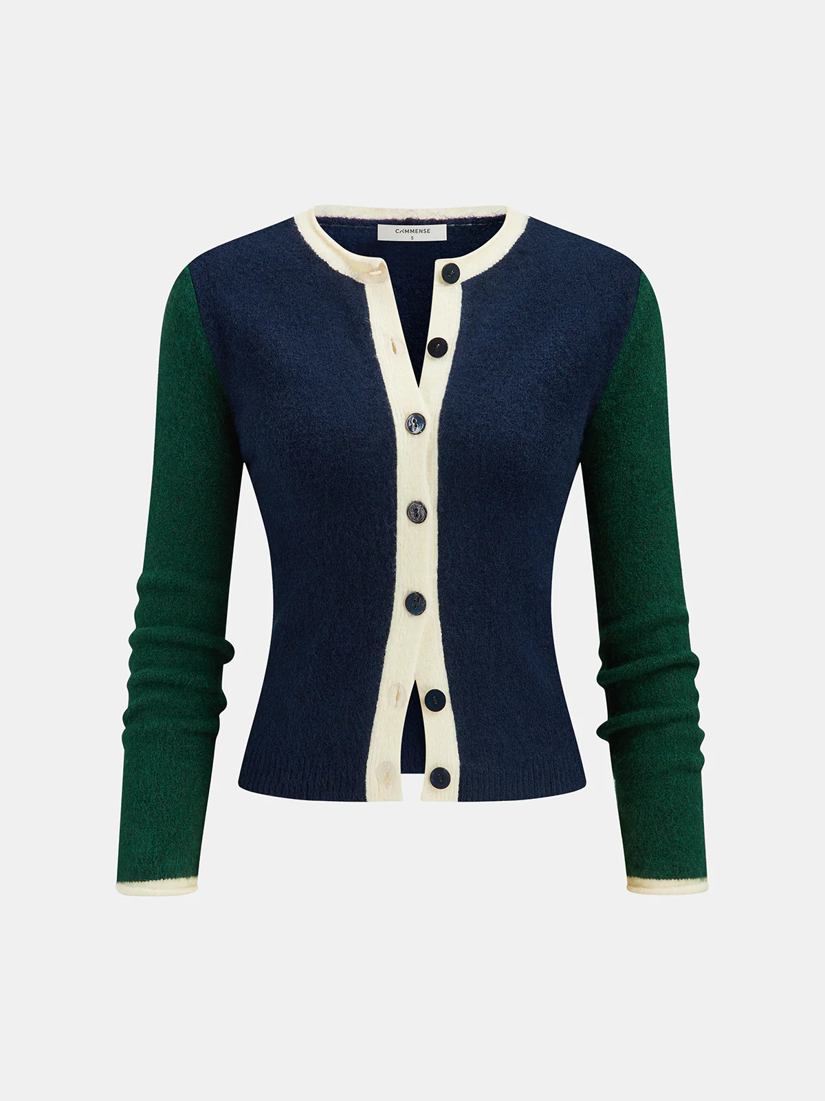 Color Block Button Slim Wool Blend Cardigan | Commense