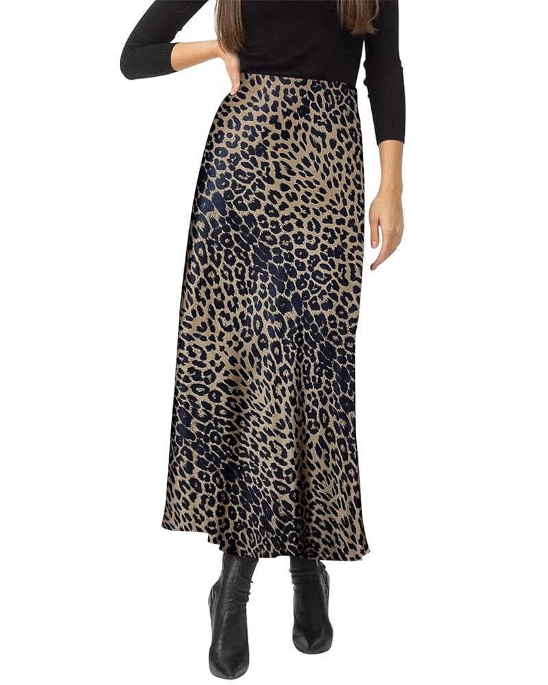 Women's Satin Silky High Waist Maxi Skirt Elegant Elastic Waistband A Line Long Skirts | Amazon (US)