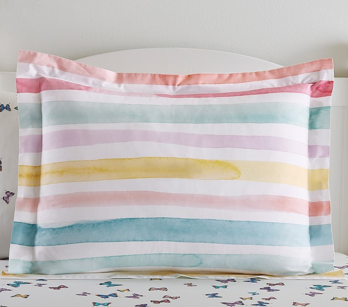 Kayla Rainbow Stripe Duvet Cover, Standard Sham, | Pottery Barn Kids