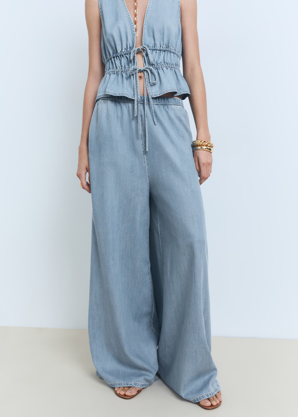 Lyocell palazzo pants - Women | MANGO USA | Mango (US/MX/AU)