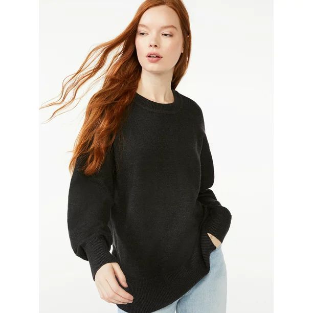 Free Assembly Women's Crewneck Tunic Sweater with Long Sleeves - Walmart.com | Walmart (US)