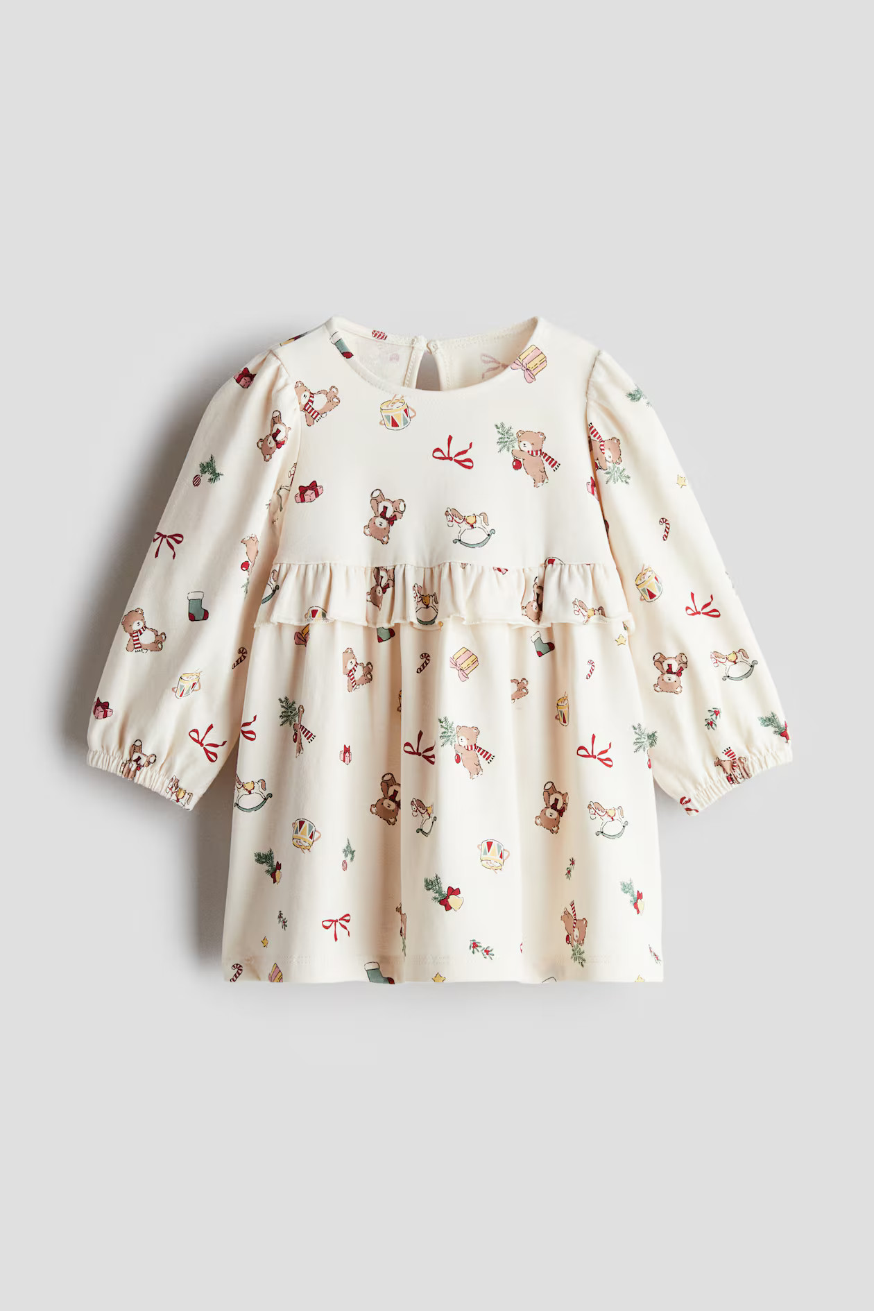 Printed Cotton Dress - Light beige/Christmas - Kids | H&M US | H&M (US + CA)