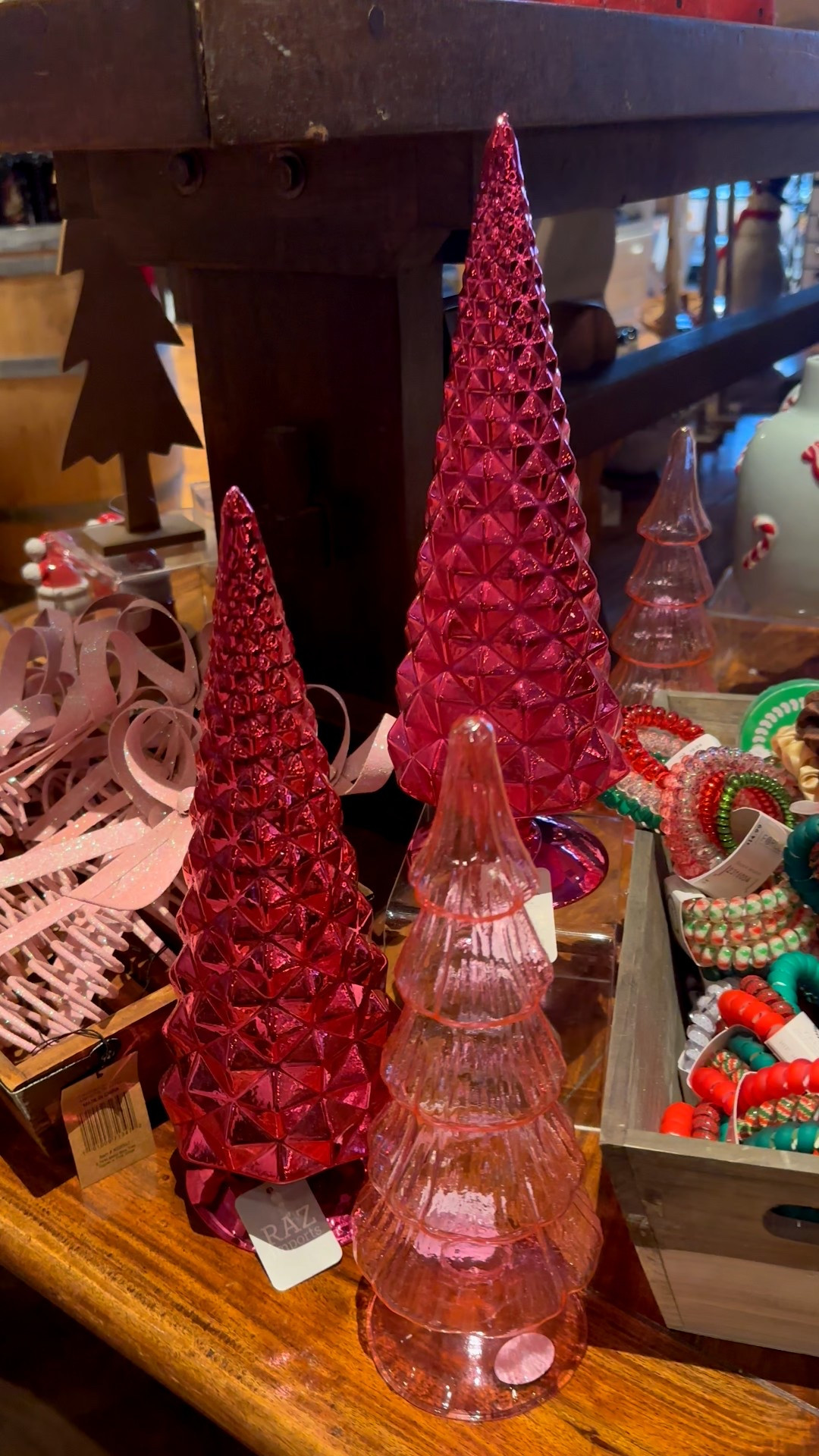 Pink and red glass Christmas trees bring a whimsical and retro vibe to your Christmas holiday home !

#LTKHome #LTKSeasonal #LTKHoliday