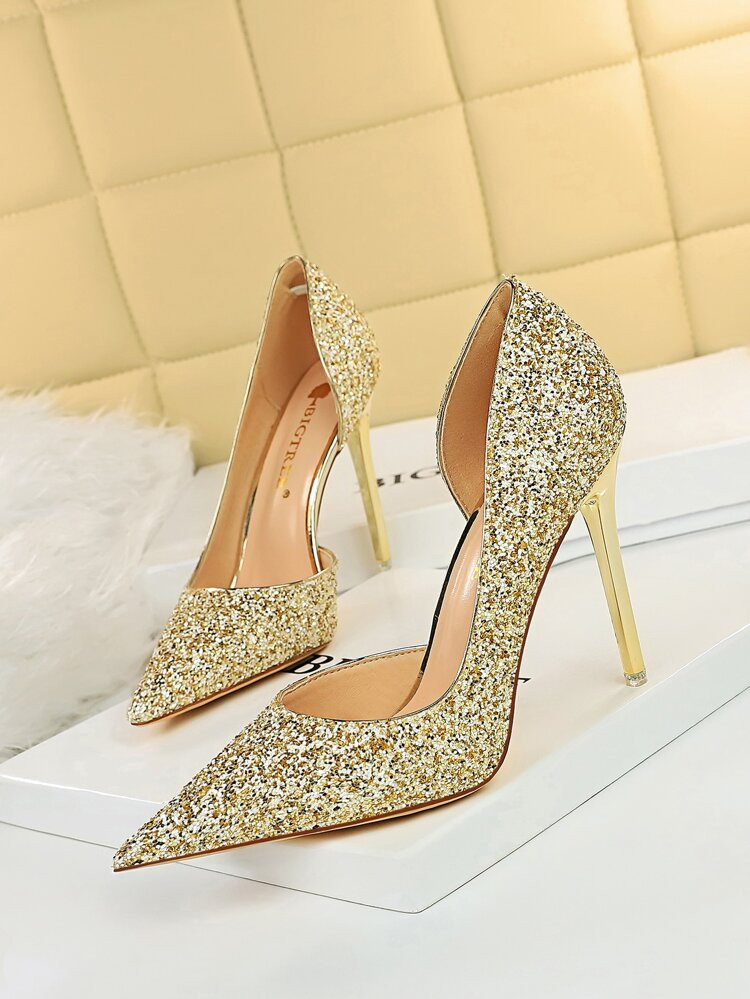 Escarpins scintillant à bout pointu à talons aiguilles | SHEIN