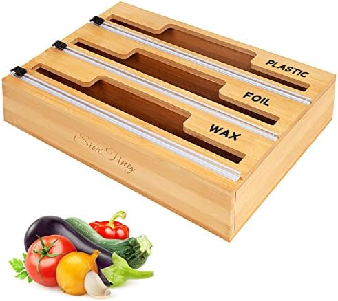 Plastic Wrap Dispenser with Cutter 3 in 1 | Wrap, Tin Foil and Parchment Paper Dispenser for Kitc... | Amazon (US)