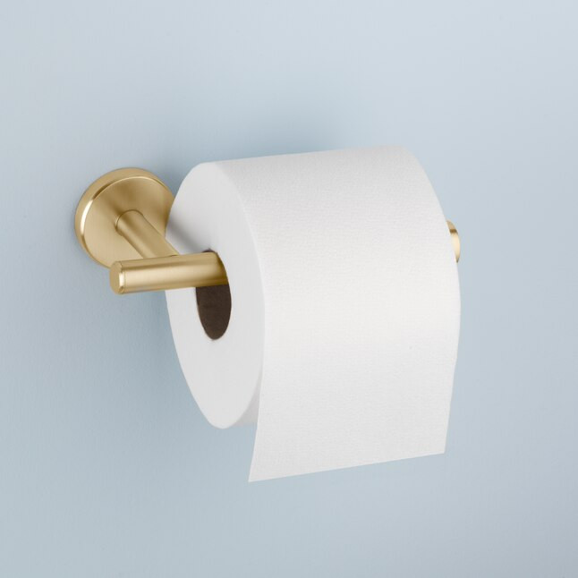 allen + roth Harlow Brushed Gold Wall Mount Single Post Toilet Paper Holder | Lowe's